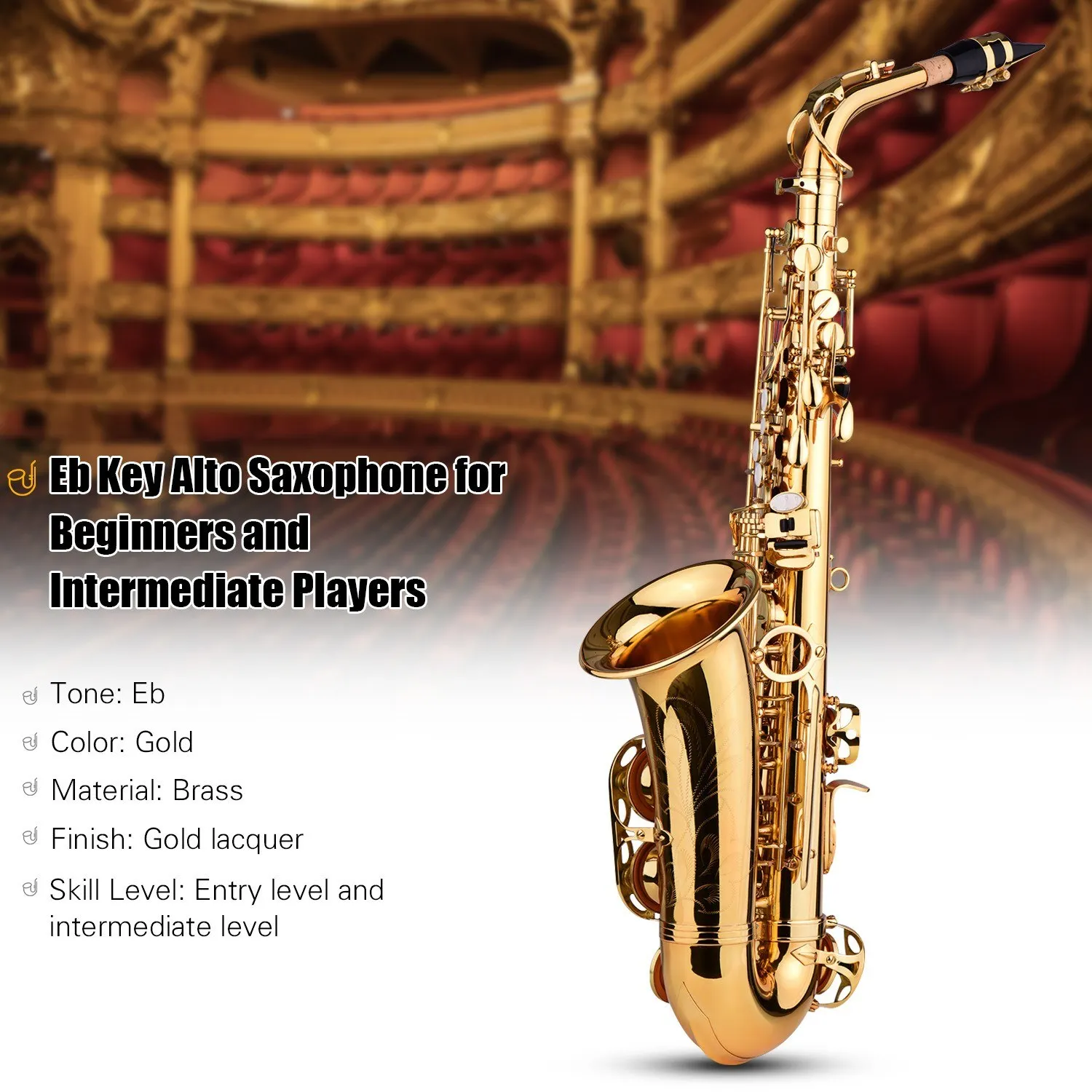 Beginner Alto E Flat Saxophone by Koowind - Gold Brass