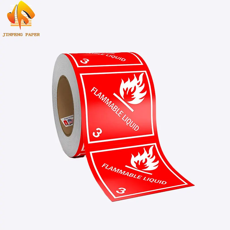 Hazard Class 3 DOT Flammable Liquid Hazmat Labels 4" X 4" Square Stickers - 500 Adhesive Labels Per Roll