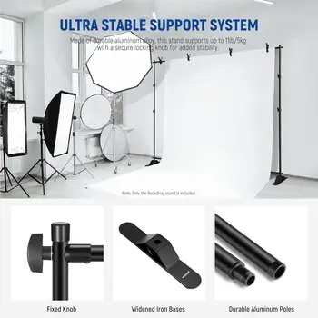 NEEWER NK-ST300 Backdrop Stand Heavy Duty with Widened Bases 10x8ft Background Stand with 4 Crossbars for Photoshoot Studio detail image