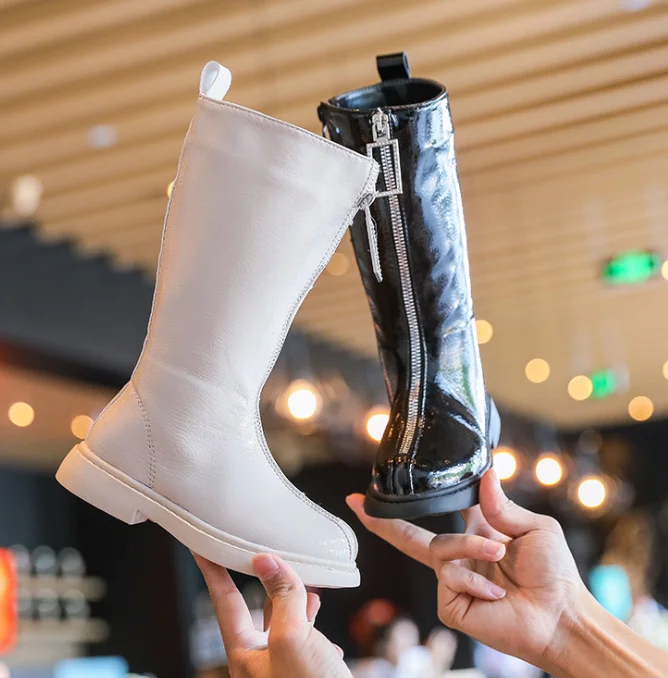 Новинка 2020, зеркальная детская обувь из ПУ, Модные дышащие ботинки для девочек, детские ботинки