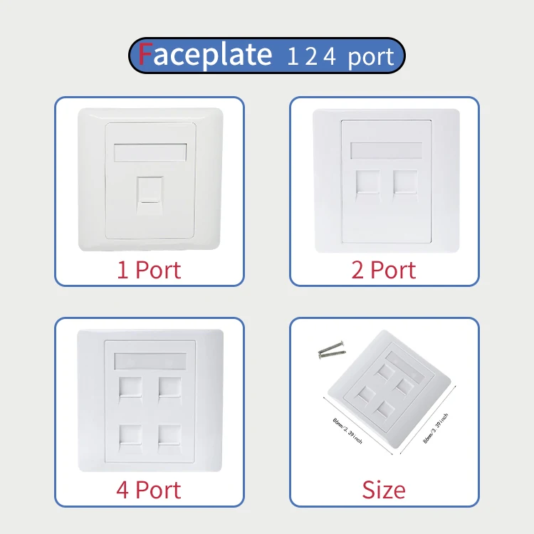 Rj45 Cat6 Wall Plate Faceplate 4 Port Rj45 Keystone Wall Plate