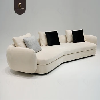 Premium Sofas Unusual Morphological Non-linearity White Velvet Fabric Sofa Couches Luxury Living Room Sofa