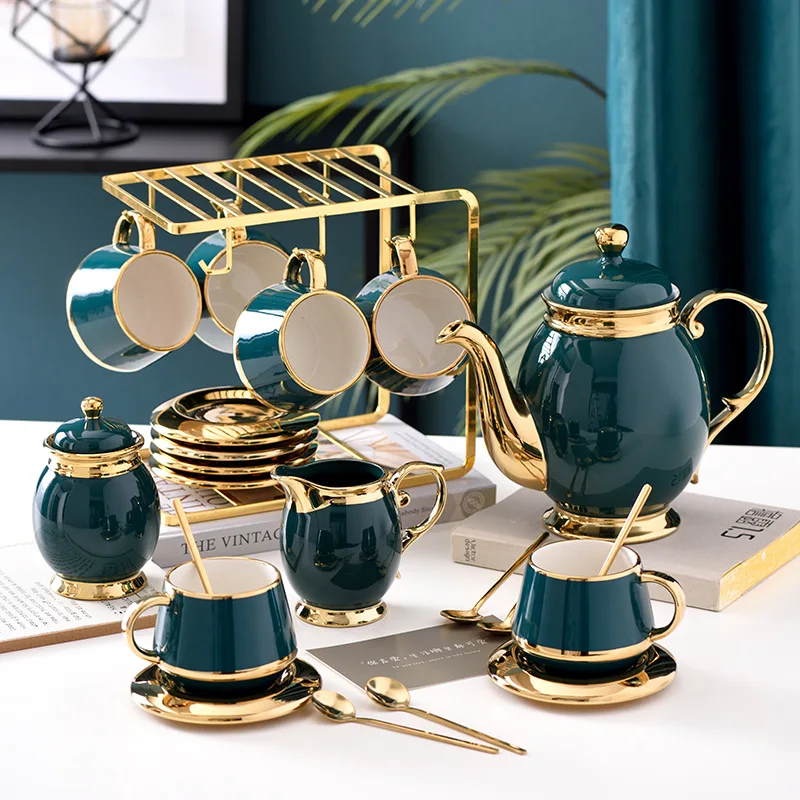 Arabic ceramic golden tea set with