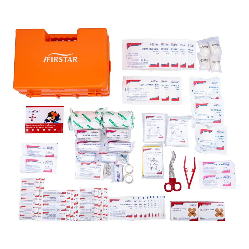 Medium Equip Wall Mounted Abs First Aid Kit for 50 Person for Office Workplace School Bus with Bracket and Internal Compartment