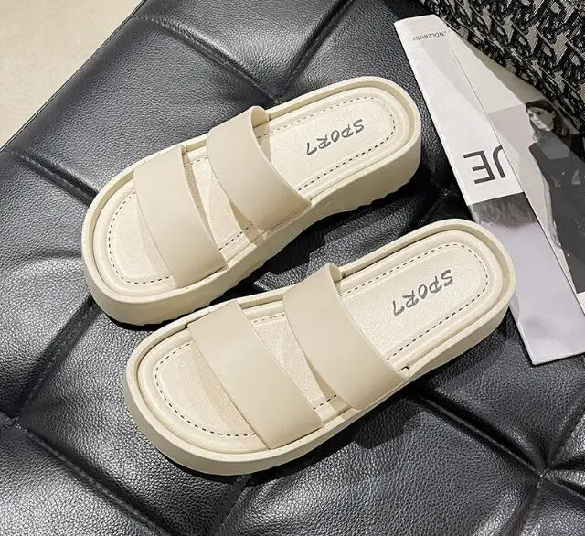 Summer Beach Flat Ladies Two Band Slippers And Sandals New Design Slide