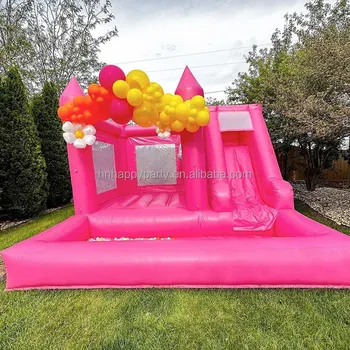 Party rental hot pink bounce house inflatable bouncer jumping castle slide