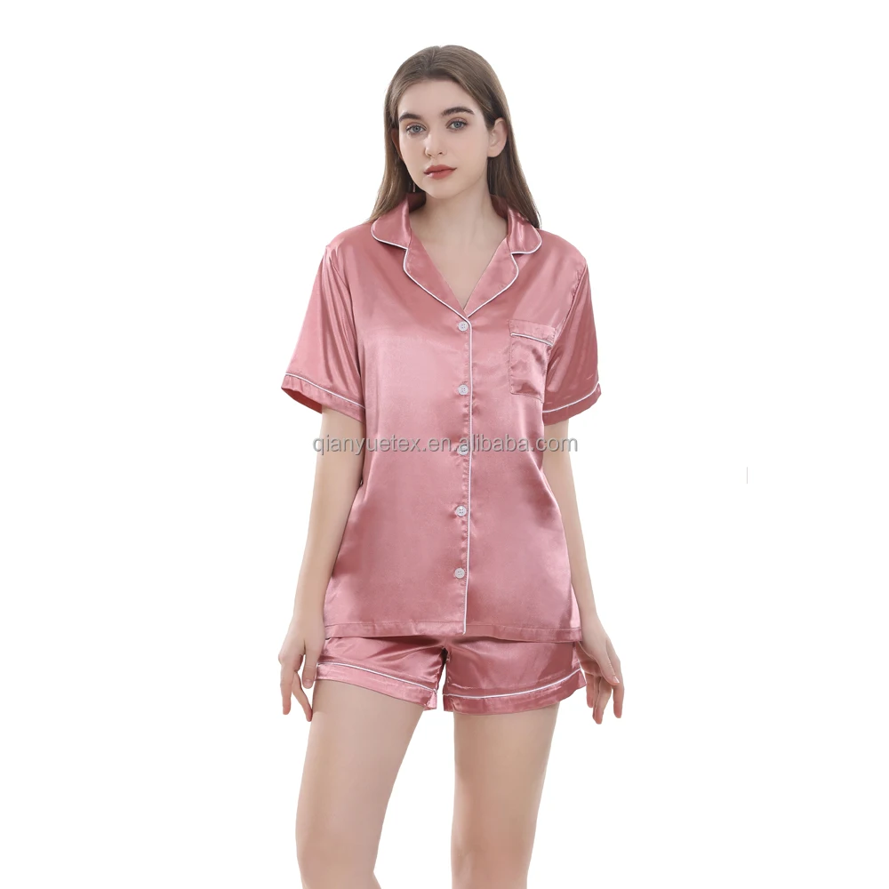 Custom Luxury Soft Silk Pajama Set Women Short Sleeve Satin Pajamas Buy Pajamas Womencustom 8221