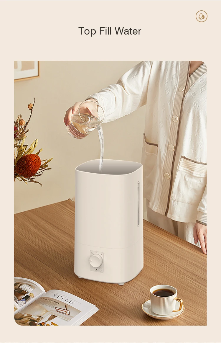RUNAL 4L Large Capacity Top Fill Water Desk Cool Mist Maker Ultrasonic Air Humidifier for Bedroom