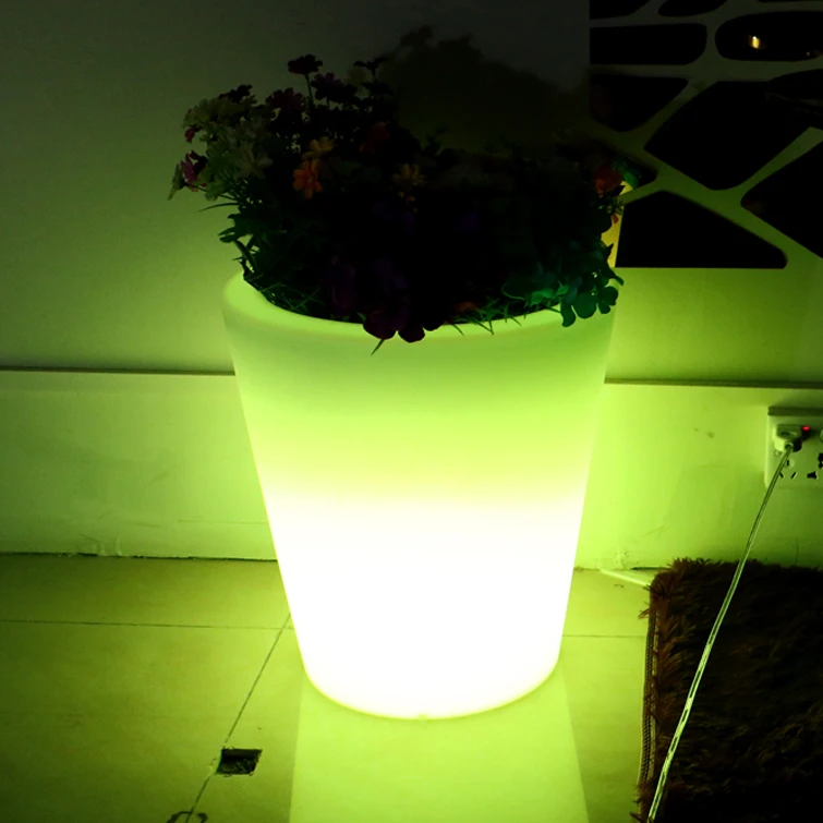 Rechargeable Large big middle small size outdoor furniture led flowerpot with light for floor