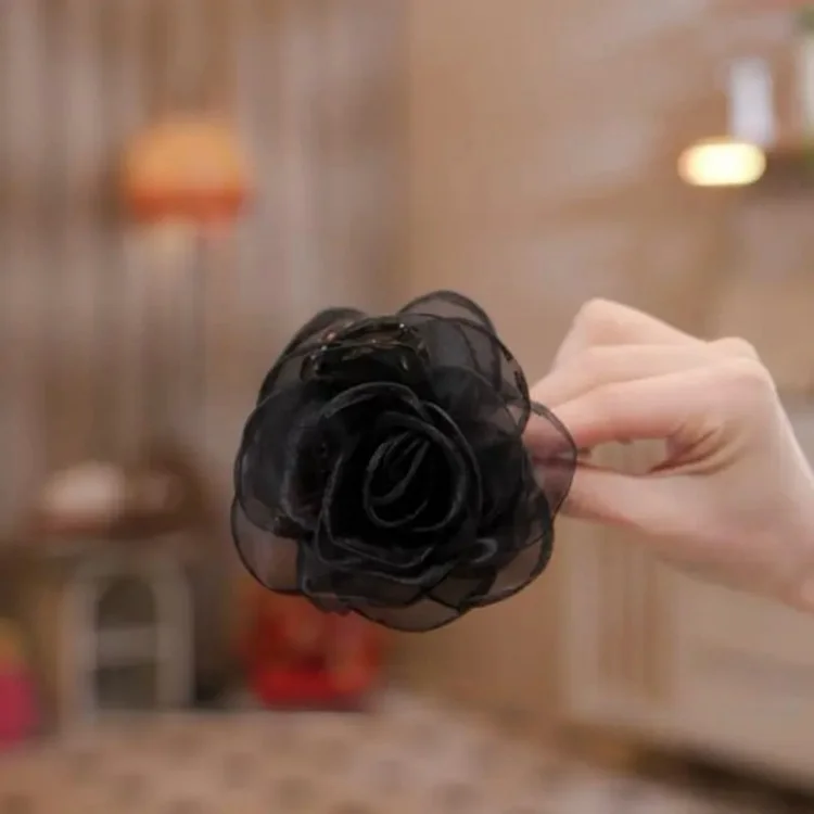 Super Fairy Gauze Flower Grab Jaw Clip Sweet Bubble Flower Hairclip Girls Ponytail Shark Clip Hair Claws