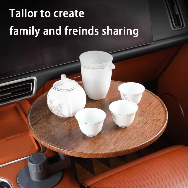 Multifunctional 360 Degree Rotating Aluminium Alloy Auto Cup Rack Car Interior Accessories-Snacks Coffee Food Suspended Table