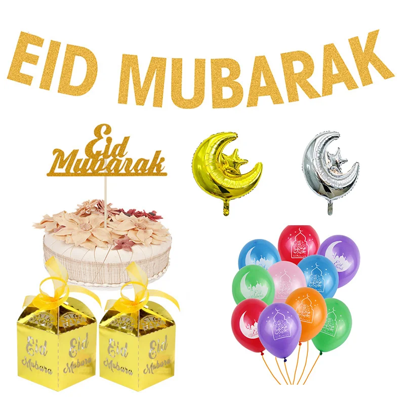 Ballons Joyeux Eid Mubarak Banderole En Papier Boites Cadeaux Decoration Pour L Aid Moubarak Al Adha Guirlande Decorative Accessoires De Fete Buy Eid Moubarak Decorations De L Aid Moubarak Decoration De L Aid Product On Alibaba Com