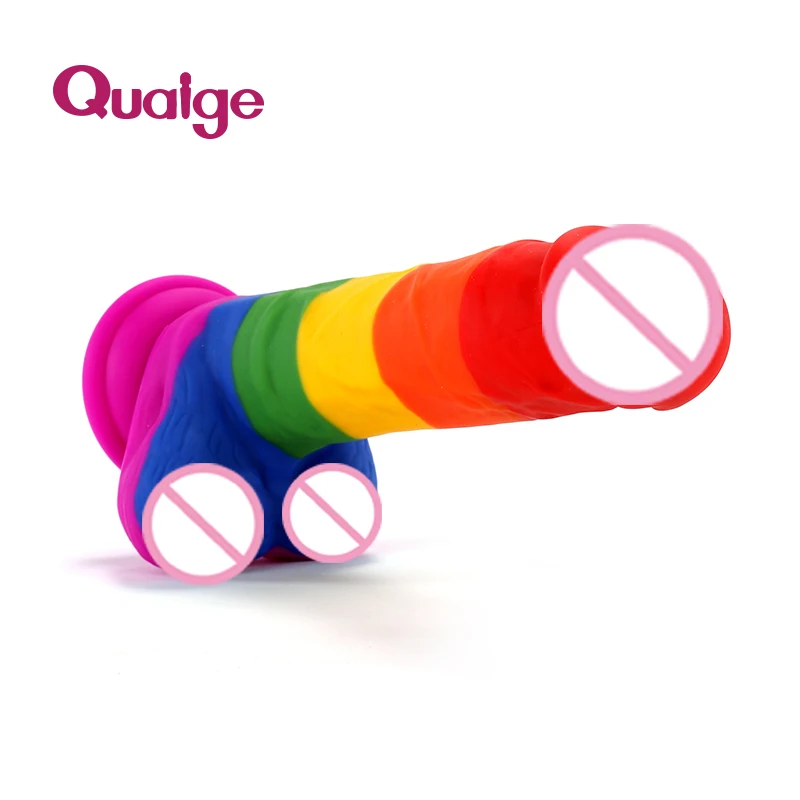 Colorful 8.1in Rainbow Dildo with Strong Suction Cup - 100% Waterproof LGBT  Sex Toy for Gays and Lesbians