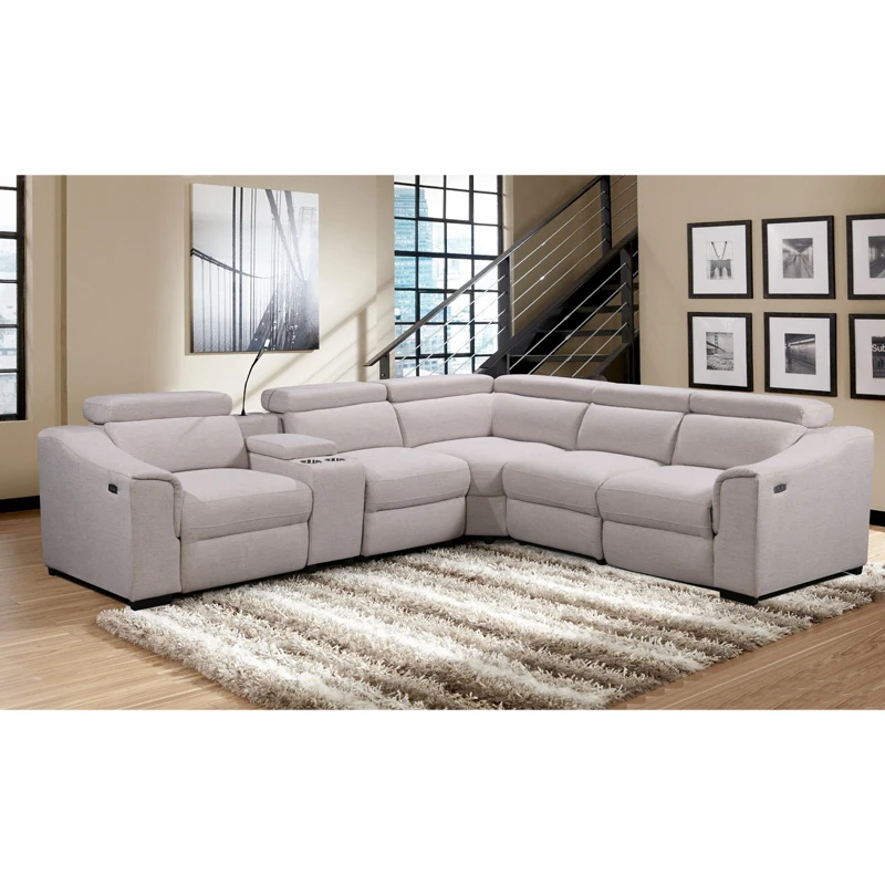 Tianhang Modern power recliner sofas furniture High quality fabric with USB and LED light function sectional sofa bed 333014