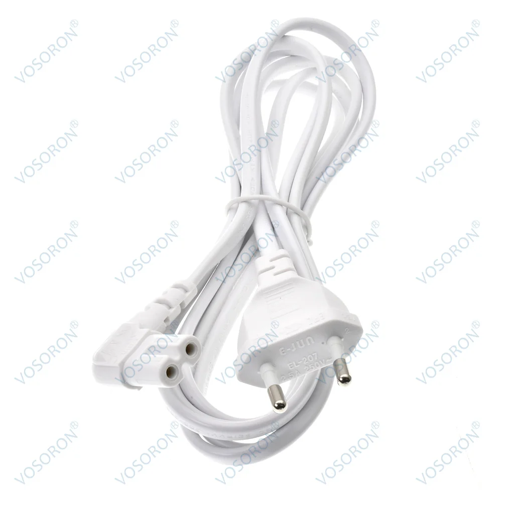 VDE Approved European EU 2 Core Power Cable IEC C7 Female Right Angle Electric Wire Extension Cord
