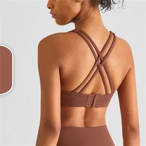 2022 Hot New Women Gym Workout Adjustable Top X-back Women's Running Shockproof Sports Yoga Bra