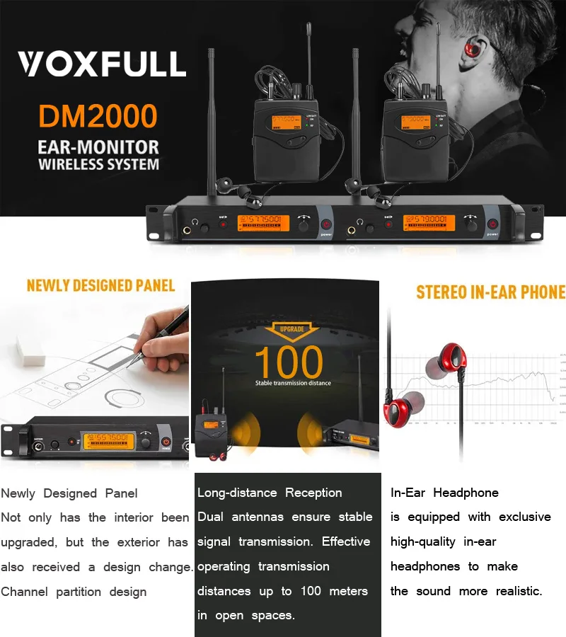 Voxfull Dm2000 Professional Stage Wireless Monitor Inear Recognition