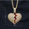 Gold broken heart pendant+rope chain