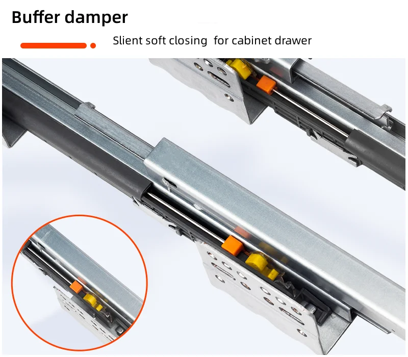 Soft Close Push To Open Telescopic Slim Tandem Metal Box Drawer Slide