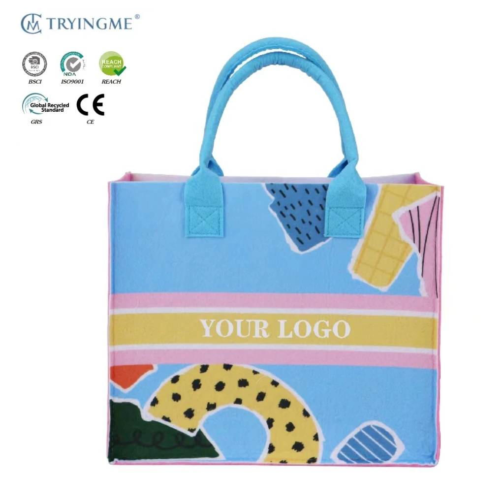 Wholesale Customized Color Casual Shopping Felt Bags Ordinary Large Handbags Handles