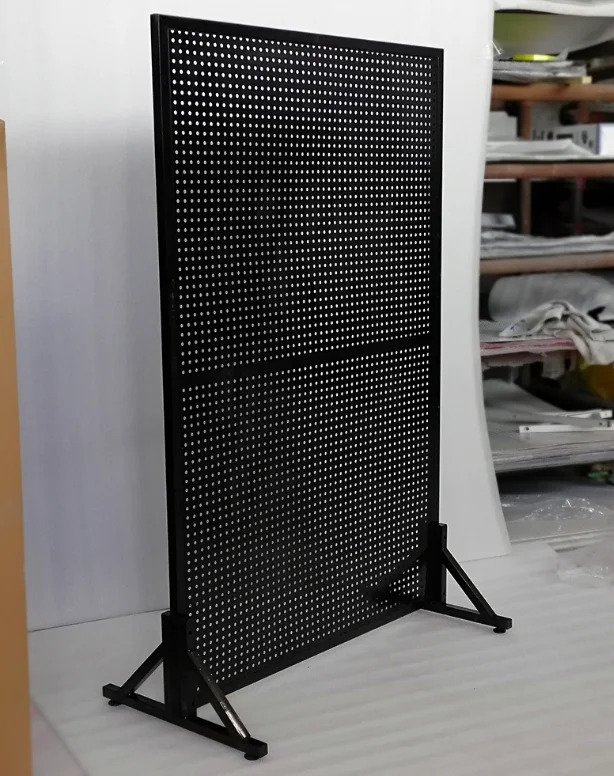 NectaCol Triangular Metal Pegboard Panels Display With Base And Pole, Black Pegboard Display Stand With Wheels, Jewelry Display Rack, Art Display Stand, Extra 20 Pieces Hooks - View #7