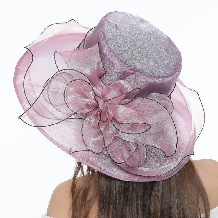 Factory Custom Make Large Samoan Dressy Fascinators Organza Church Hat Colorful Elegant Fancy Women Derby Formal Hat