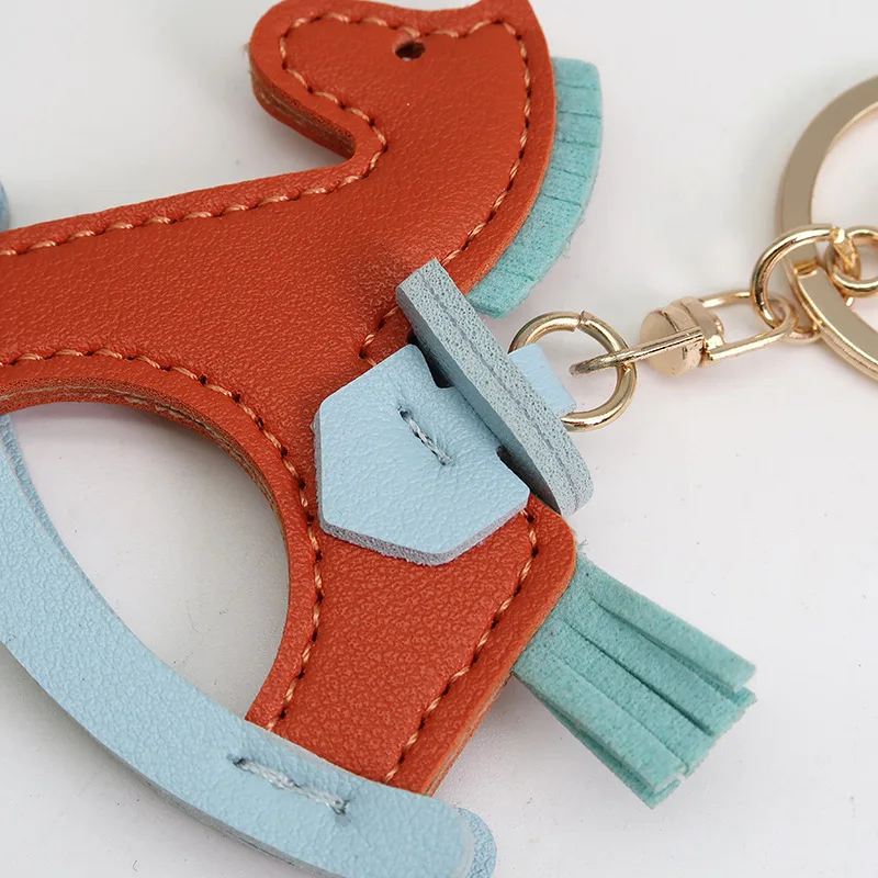 DOWAY Portachiavi A Forma Di Cavallo In Smalto - Blu Floreale - Ipoallergenico, Regalo Per Amanti Dei Cavalli - 4