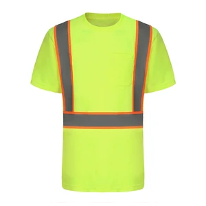 High Visibility Reflective Safety T-shirts Short Sleeves Work Uniform Mesh Breathable 100% Polyester Quick Dry Unisex for