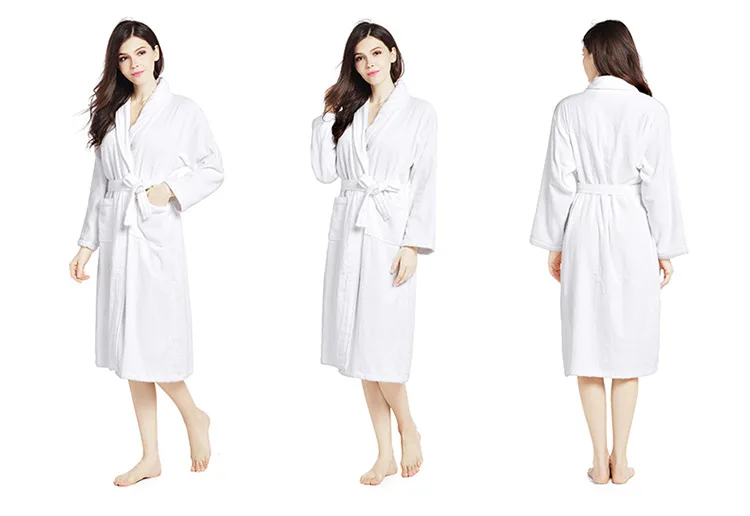 Toweling Terry Robe Unisex Bath Robe Men Night Robe Sleepwear Casual White Home Luxury Plush Bathrobes Custom 100% Cotton Women supplier