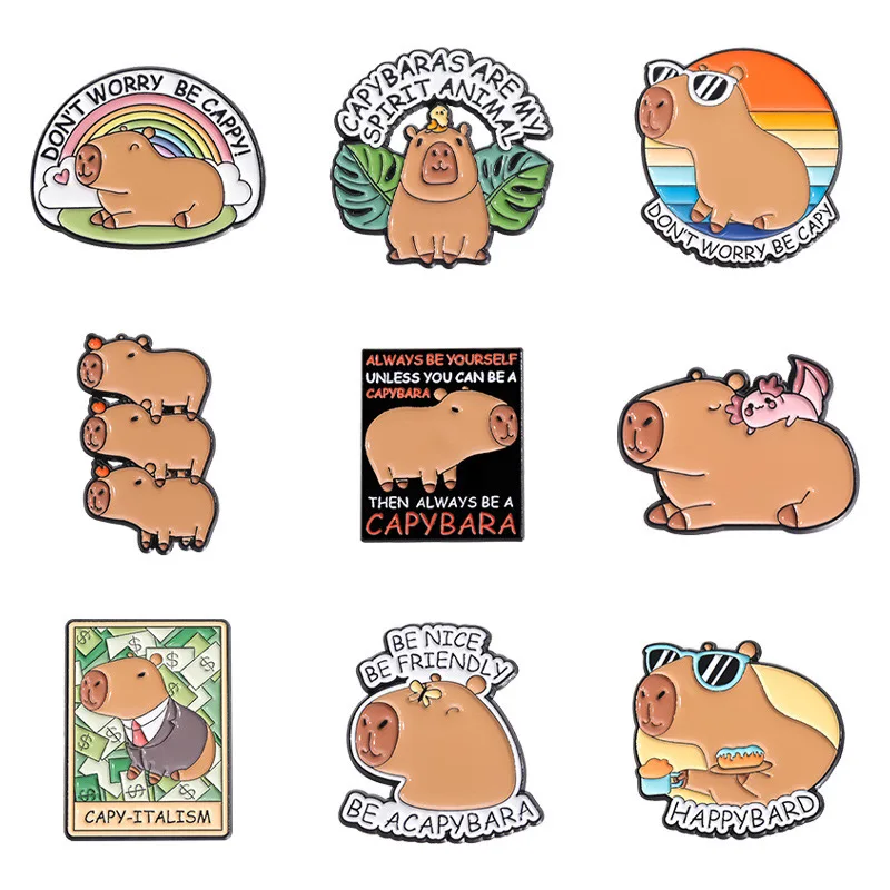 Custom Cute Capybara Enamel Pins Cartoon Animal Metal Jewelry Brooches ...