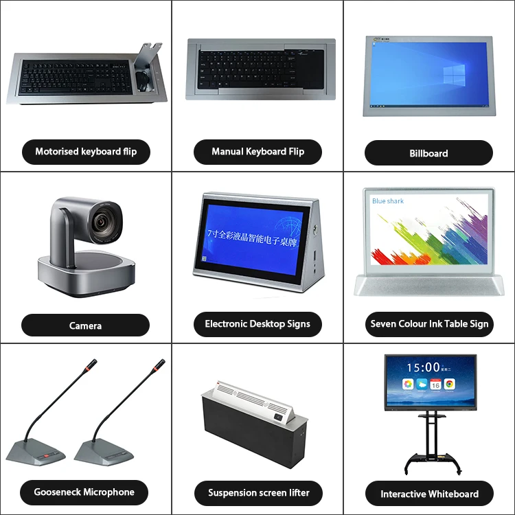 Моторизованный механизм подъема телевизора со скрытым столом максимальная наклона 60 градусов Аудиовизуальный проект и система конференций 8 кг Blueshark