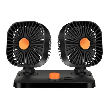 Excellent Wholesale New Design Small Electric Fan Above 5V Double Head Car Fan 360 Degree Adjustable Air Supply For Cars