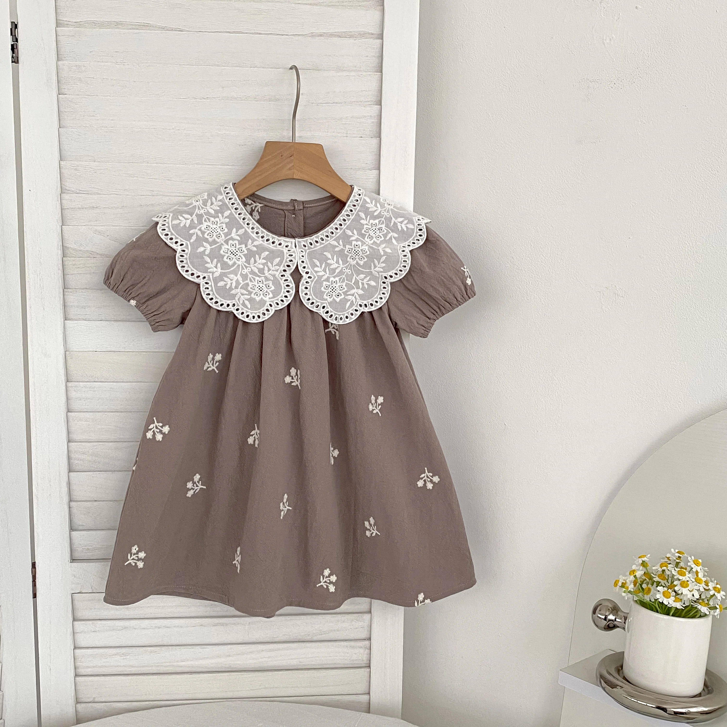 Korean Baby Girl Dress Summer New Lace Collar Flower Sweet Cute Baby Girl Dress Toddler Princess Dress Children Clothes 1-6Y Korean Baby Girl Dress Summer New Lace Collar Flower Sweet Cute Baby Girl Dress Toddler Princess Dress Children Clothes 1-6Y