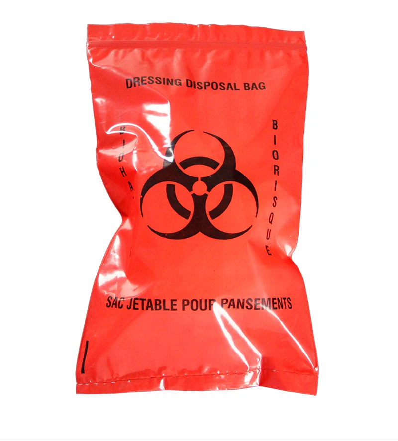 Clear Polyethylene Specimen Retrieval Sample Bag Biohazard Ziplock