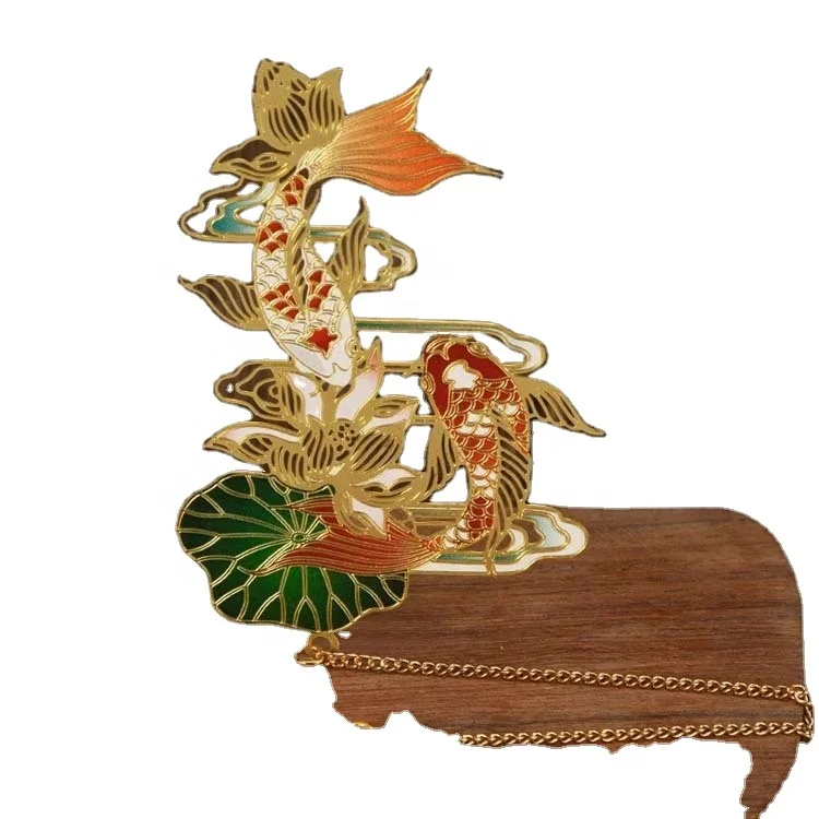 Custom Chinoiserie Bookmark Metal Chain Book Marks Dragon Phoenix Deer Bookmark