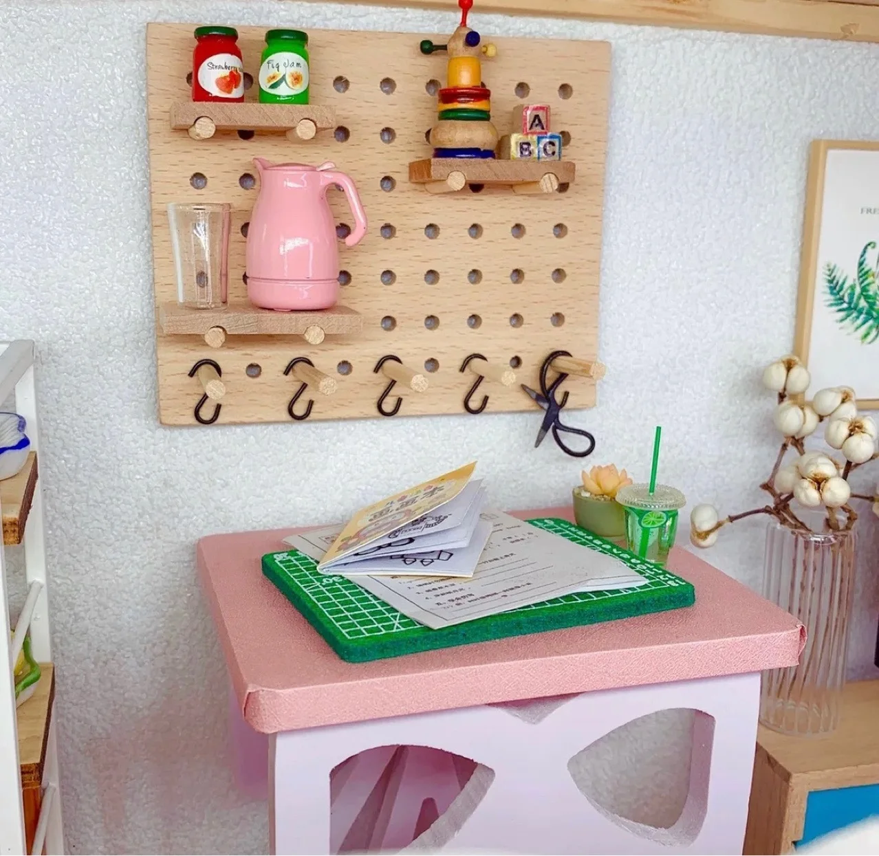 1/12 Scale Dollhouse Handcraft Miniature Mini Wood Storage Rack Wooden ...