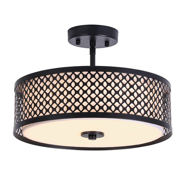 caged drum flush mount light