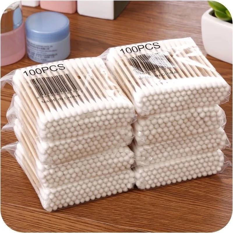 100 Stuks Roze Dubbele Kop Wattenstaafje Sticks Vrouwelijke Make Up Remover Katoen Neus Oren Reinigingsaccessoires kopen vanaf een prijs van 1.57