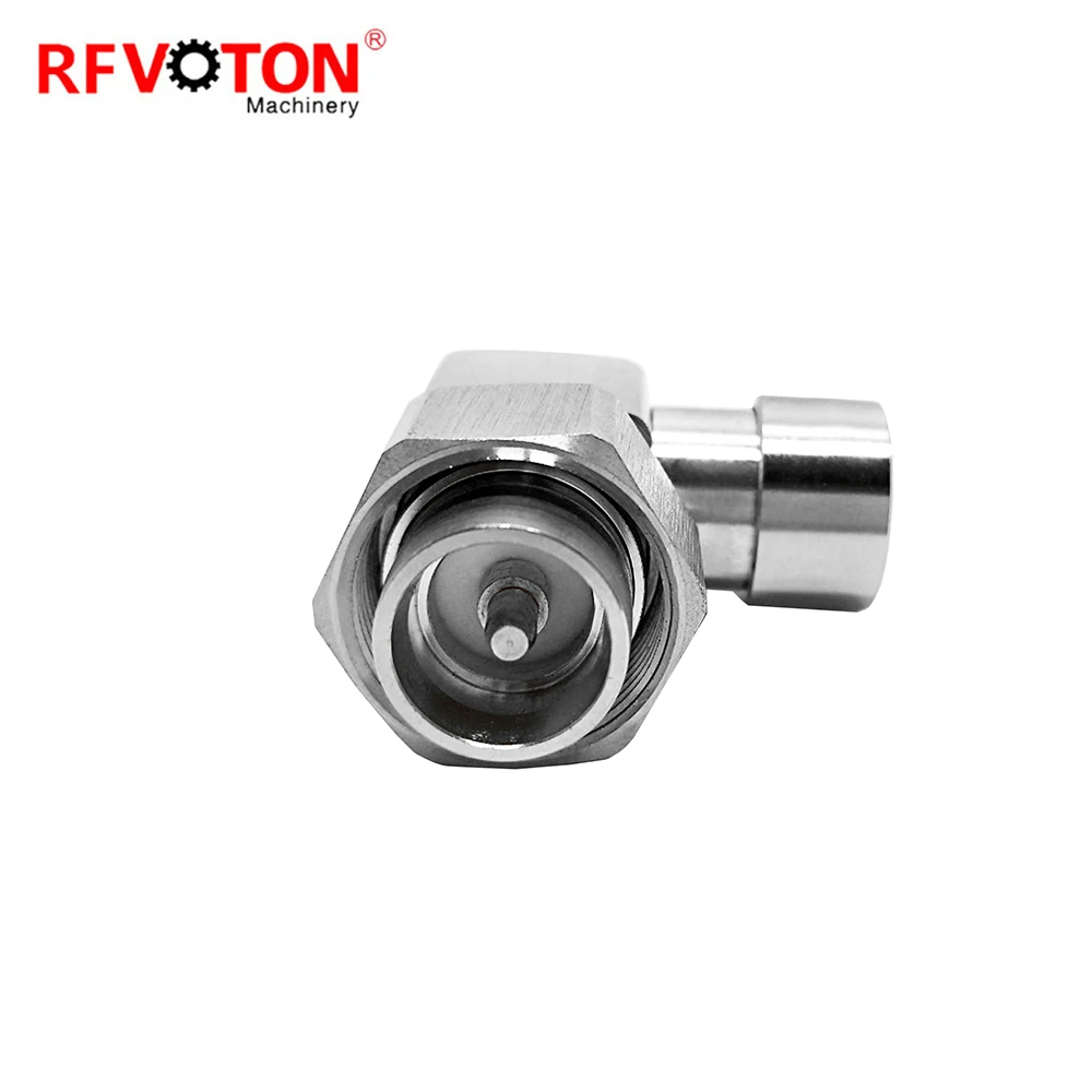 RF connector 4.3-10 type male pin RA 90 degree clamp for 1-2 super flexible RF coaxial cable plug factory