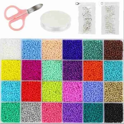 2mm Glass Seed Beads Jewelry Making Kit for DIY Earrings Bracelets Necklaces with  Lobster Clip Elastic String