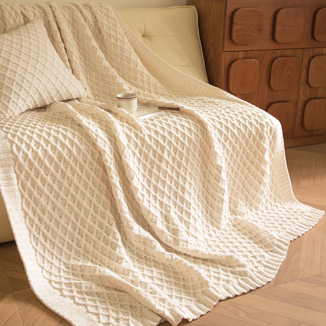 Custom Soft Warm Knitted Throw Blanket for Sofa Bedcover Blanket for Winter