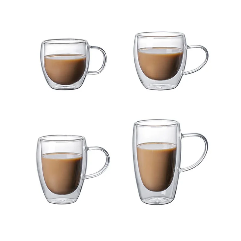 High Borosilicate Glass Double-layer Insulated High-temperature Resistant Transparent Water Coffee Cup Handleless Lidless Modern