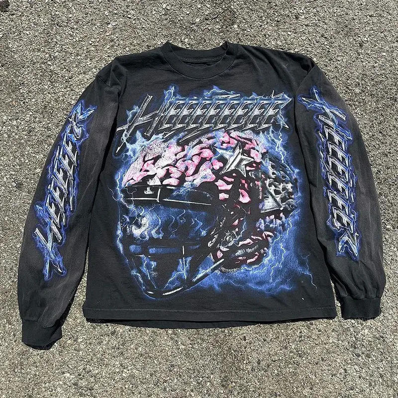Salati Custom Wholesale Dropped Shoulder Graphic DTG Printing Print French Terry Cotton Acid Wash Crewneck Hoodie Sweatshirt Men gallery 6