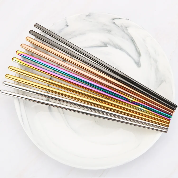 Экологичные круглые металлические палочки для еды из нержавеющей стали 304 пищевого класса с подарочным