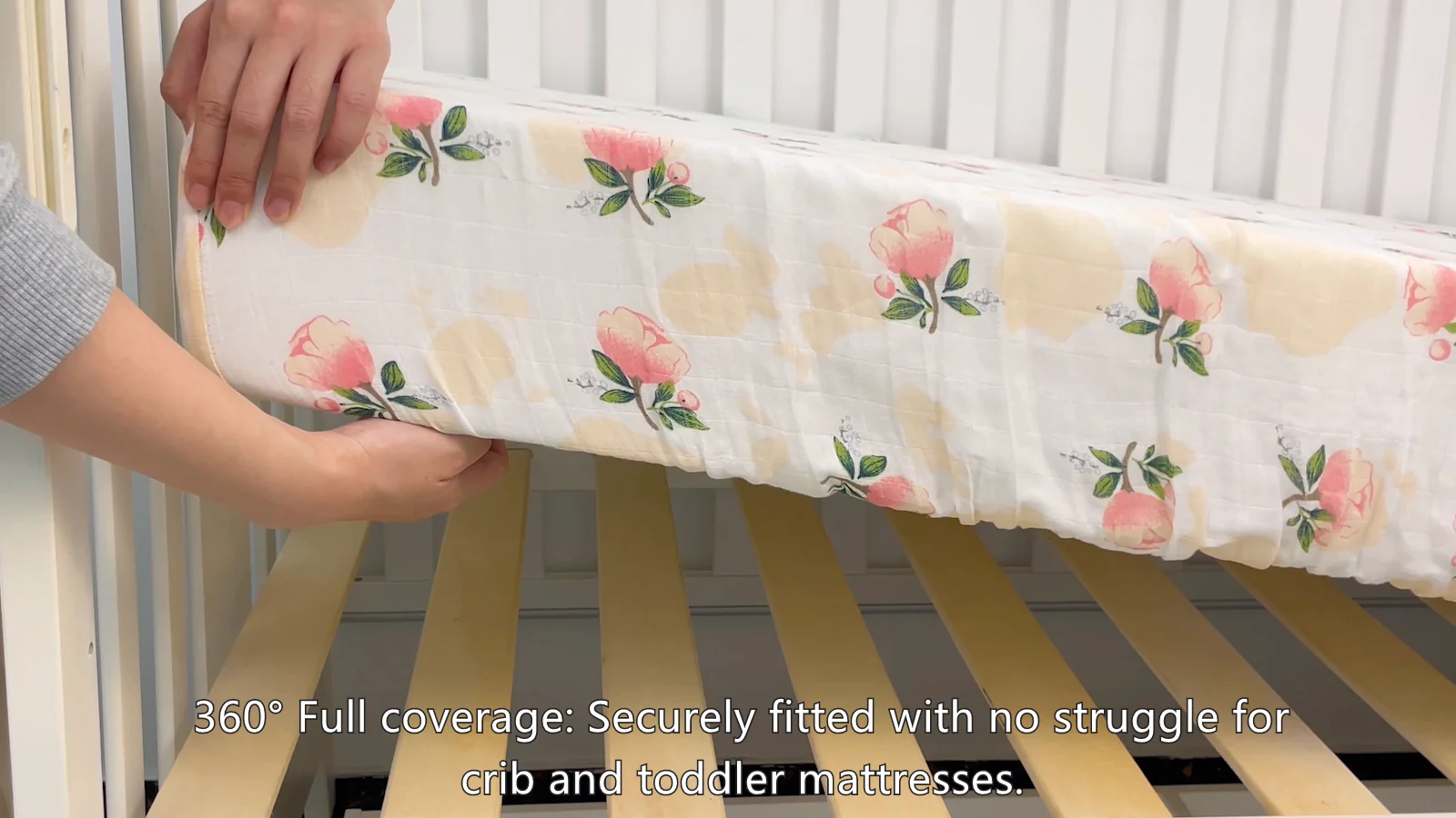 Custom Digital Print Gots Organic Cotton Baby Bamboo Muslin Fitted Crib Sheet Set 130*70 Cm
