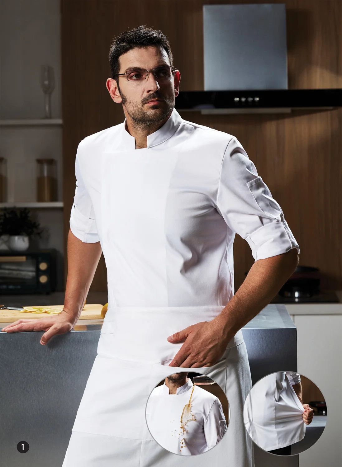 2025 Fashion Elastic Cotton Chef Coat Uniform Comfortable Restaurant Bar  Cook Uniform