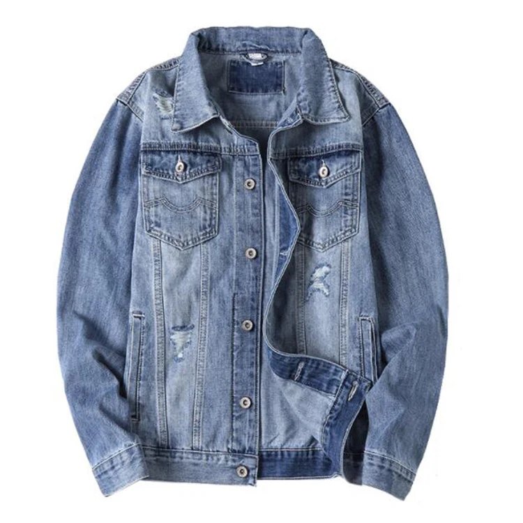 Spring Men Denim Jacket Casual Slim Long Sleeve Jean Jacket Coat With Multi Pocket Fashion Classic Blue Jackets