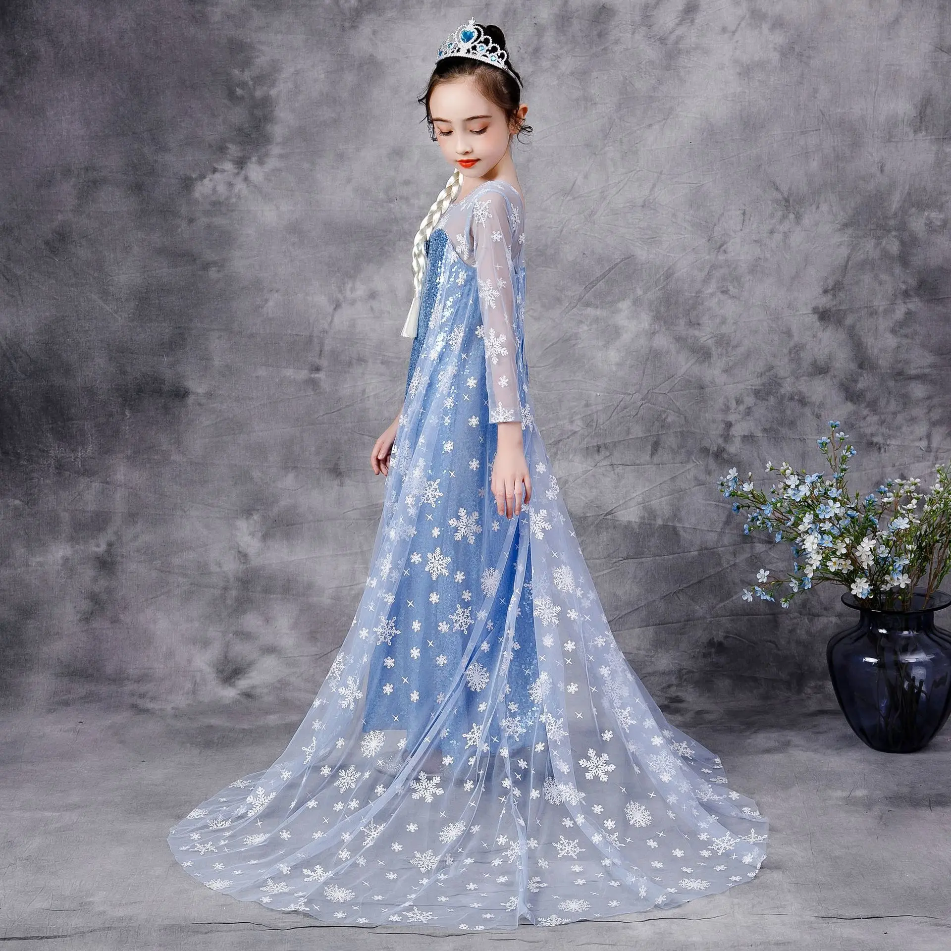 Summer Frozen Elsa New Dress Latest Frozn Fancy Long Sleeve Elsa Princess  Girls Summer Dresses Elsa Dress Costume