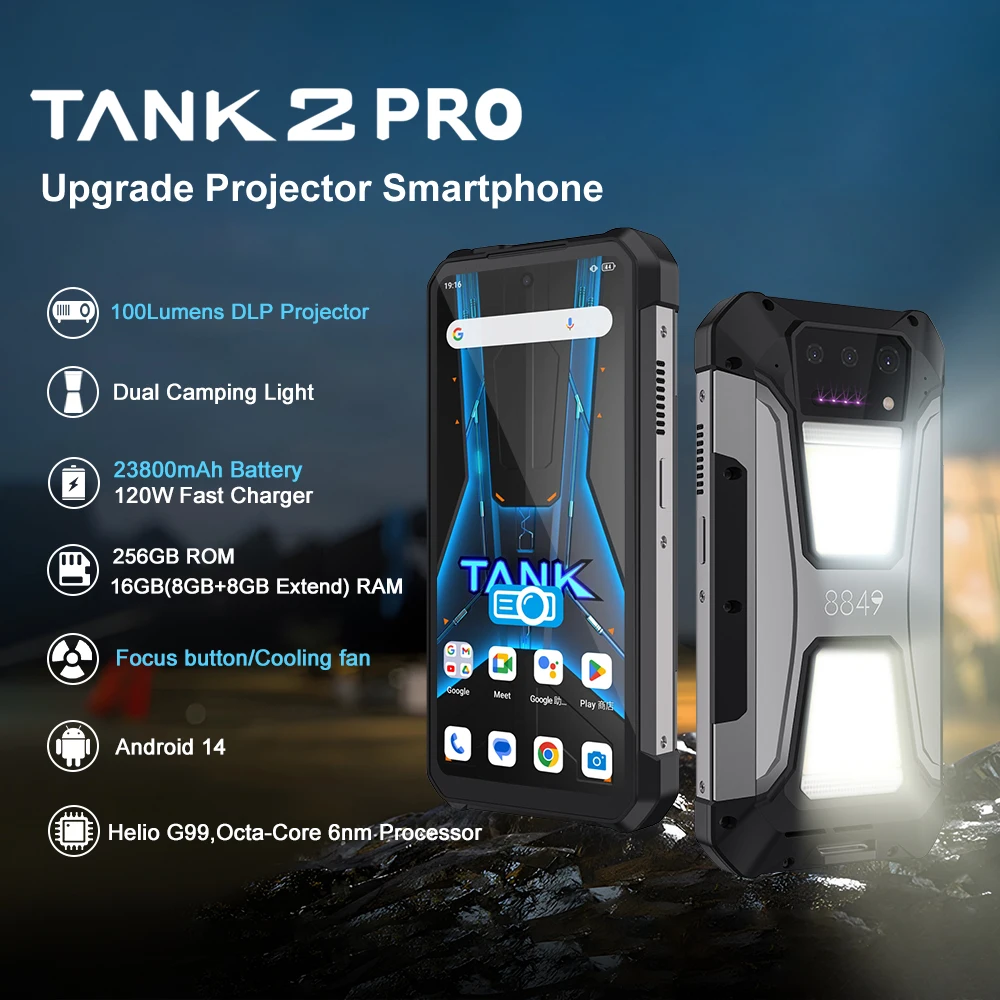Unihertz Tank 2 Pro: 12GB RAM, 512GB, 23800mAh, IP68 Sert Akıllı