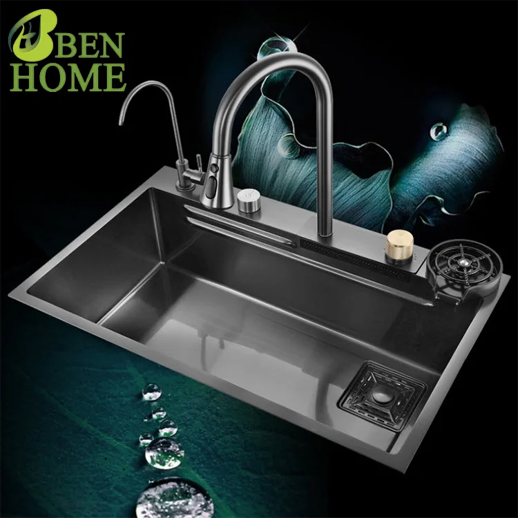 Сушилка для кухонной раковины, из нержавеющей стали 304, с черной раковиной